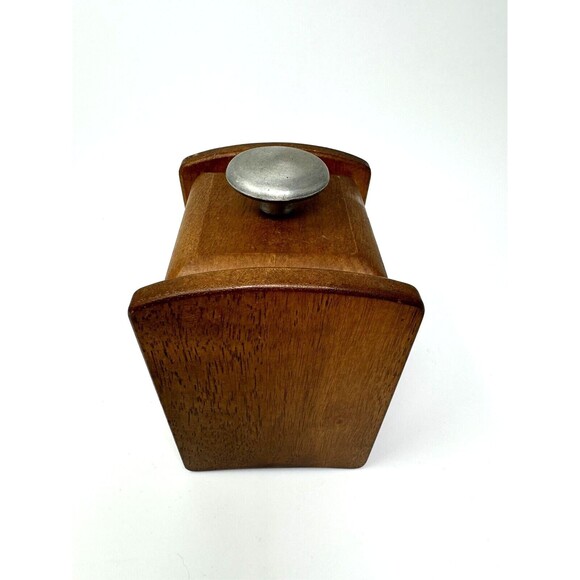 Square MCM Wood Canister Tobacco Jar Cookie Jar 6" x 4.25" - Picture 2 of 9